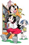  3girls :&gt; age_difference animal animal_ear_hairband animal_ears animal_on_back animal_print aqua_eyes aqua_shirt aqua_stripes bag bandage_on_nose black_hair black_outline black_stripes black_tail blunt_bangs blunt_ends blunt_sidelocks blush_stickers book book_stack bookshelf bow buttons closed_eyes closed_mouth coin_purse colored_inner_animal_ears colored_sclera contrast_collar cub dress eyelashes fake_animal_ears full_body green_eyes green_sclera grey_bag grey_footwear grey_shorts grey_sleeves grey_socks grey_undershirt hair_between_eyes hair_bow hairband happy headband height_difference helping hime_cut holding holding_another&#039;s_legs holding_book holding_manga jacket kneehighs kuromimi_kotora layered_sleeves legs_apart legs_together loafers long_hair long_sleeves looking_at_another manga_(object) medium_skirt miko_(toranoana) mukku_(mook-tv) multiple_girls official_art on_person open_mouth orange_bow orange_dress orange_ribbon orange_sleeves outline parted_bangs pleated_skirt red_sailor_collar red_skirt ribbon ribbon_kotora ruru_(toranoana) sailor_collar school_uniform second-party_source shirt shirt_under_shirt shoes short_dress short_over_long_sleeves short_sleeves shorts shoulder_bag siblings sidelocks simple_background sisters skirt sleeveless sleeveless_shirt sleeves_past_elbows sleeves_rolled_up sneakers socks straight_hair striped_clothes striped_collar striped_fur striped_shirt striped_tail tail tiger tiger_ears tiger_print tora_da_yo. torami_(toranoana) toranoana translation_request two-tone_shirt two_side_up undershirt very_long_hair white_background white_headband white_jacket white_outline white_sailor_collar white_shirt white_sleeve_cuffs white_stripes wide_sleeves yellow_fur yellow_hairband yellow_tail 
