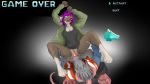  3d_(artwork) ahegao amber_(predation) anvil_position bird&#039;s-eye_view canine clothing corruption digital_media_(artwork) domination forced game_over gui hair high-angle_view legs_up looking_pleasured lying mammal on_back panties panties_aside penetration pink_hair predation rape rodent sephra sex underwear underwear_aside vaginal vaginal_penetration video_games wolf 