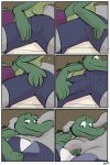  2018 ? alligator angie_(study_partners) anthro areola breasts bulge clothing comic crocodilian duo elephant faceless_male female green_eyes looking_at_penis male mammal nipples penis ragdoll_(study_partners) reptile scalie study_partners thunderouserections trunk underwear undressing young 