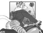  anthro bottomless butt clothed clothing feline looking_back male mammal motorcycle solo tiger toomuchdynamite vehicle 