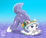  ass_up breasts butt canine clothing diacordst_(artist) dog everest_(paw_patrol) female fur looking_at_viewer mammal paw_patrol smile solo 