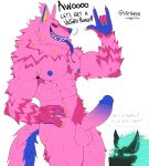 2024 abs alebrije andy_fangerson anthro artist_name balls bodily_fluids butt canid canid_demon canine canis cerberus cerberus_(fortnite) demon devil_horns_(gesture) dialogue duo english_text epic_games european_mythology fortnite fur genitals gesture greek_mythology hand_gesture hand_on_hip hellhound hi_res male mammal multi_head muscular muscular_anthro muscular_male mythological_canine mythological_creature mythology notched_ear nude pecs penis pink_body pink_fur pubes ruff signature simple_background sweat sweatdrop text thought_bubble tongue tongue_out viktor0r wolf
