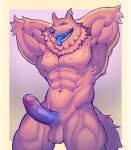 2024 abs alebrije andy_fangerson anthro balls blue_penis canid canine canis dotted_background epic_games fortnite fujsan13 fur genitals hands_behind_head hi_res humanoid_genitalia humanoid_penis male mammal muscular muscular_anthro muscular_male navel nude open_mouth pattern_background pecs penis pink_body pink_fur portrait simple_background solo three-quarter_portrait tongue tongue_out wolf