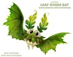  bat black_eyes cryptid-creations feral flora_fauna fur humor hybrid leaf mammal membranous_wings plant pun simple_background solo white_background white_fur wings 