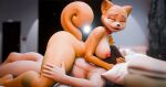 3d_(artwork) absurd_res anonymous_character anthro armor bed bedroom blender_(artwork) blender_eevee breasts breasts_on_face canid canine canis collar collar_only cuddling digital_media_(artwork) domestic_dog duo female flaccid furniture genitals hand_on_back hand_on_head hand_on_leg hand_on_thigh headgear headgear_only helmet helmet_only hi_res hug human male male/female mammal nude nude_anthro nude_female nude_human nude_male on_bed on_top penis shiba_(shibashibs) shiba_inu shibashibs smile spitz tail theant/thedirtyant valorlynz