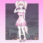  anthro breasts canine clothed clothing dress female hair hi_res looking_at_viewer mammal pink_eyes signature spaniel white_hair yuna-bishie-lover 