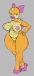  4_fingers big_breasts breasts closed_frown female fours_(artist) frown half-closed_eyes koopa koopaling looking_aside mario_bros mostly_nude nintendo nipples pink_areola pink_nipples pussy ribbons scalie solo video_games wendy_o_koopa 