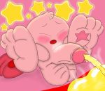  2015 balls feet hi_res ieyasu kirby kirby_(series) male nintendo open_mouth peeing penis solo star urine video_games watersports 