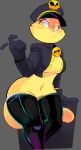  anthro breasts cat cheek_tuft clothing featureless_breasts featureless_crotch feline female gloves grey_background hat jacket mammal mostly_nude navel simple_background tuft vimhomeless yellow_eyes 