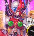  1boy androgynous android blonde_hair bubble cable capcom eyes_closed floating_hair gloves helmet hemet long_hair male_focus rockman rockman_x solo_focus upper_body white_gloves wire zero_(rockman) 