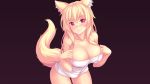  animal_ears blonde_hair blush breasts cleavage fast-runner-2024 orange_eyes original tail tiffy towel 