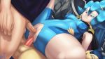  2018 anal anal_penetration anthro balls blue_hair breasts clair_(pok&eacute;mon) clothed clothing conditional_dnp digital_media_(artwork) double_penetration ear_piercing erection eyelashes eyes_closed faceless_male female galaxyoron group group_sex hair hi_res human human_on_anthro human_on_human interspecies male male/female male_penetrating mammal nintendo nipple_bulge open_mouth partially_clothed penetration penis piercing pok&eacute;mon pok&eacute;mon_(species) pok&eacute;philia pussy pussy_juice sex smile sweat threesome torn_clothing typhlosion vaginal vaginal_penetration vein veiny_penis video_games 