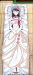  bad_id bad_pixiv_id barefoot blue_hair breasts bride closed_eyes corpse danganronpa danganronpa_1 death dress elbow_gloves feet funeral gloves hair_ornament large_breasts lipstick long_hair maizono_sayaka makeup neng_chi_dashi no_shoes solo 