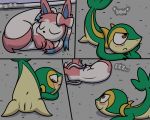  2018 5:4 anus blush butt comic digital_media_(artwork) duo eeveelution english_text female fur mammal nintendo nude pok&eacute;mon pok&eacute;mon_(species) pokefound pussy pussy_juice reptile scalie sleeping smile snivy sound_effects sylveon text video_games zzz 