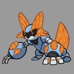  absurdres adoptable black_sclera closed_mouth colored_sclera commentary english_commentary fakemon full_body grey_background highres no_humans non-humanoid_robot orange_eyes original pixel_eyes pokemon pokemon_(creature) rgreywind robot robot_animal simple_background solo swampert 