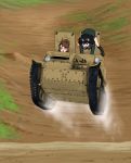  amaretto_(girls_und_panzer) anzio_military_uniform black_hair brown_eyes brown_hair carro_veloce_cv-33 caterpillar_tracks commentary_request day girls_und_panzer grass ground_vehicle highres military military_vehicle motor_vehicle multiple_girls open_mouth pepperoni_(girls_und_panzer) smile tank tankette uniform yamucya01 