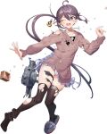 1girl akebono_(kancolle) akebono_kai_ni_(kancolle) akebono_kai_ni_(setsubun)_(kancolle) beans bell black_thighhighs dress drew_(drew213g) full_body hair_bell hair_ornament jingle_bell kantai_collection long_hair official_art one_eye_closed panties purple_eyes purple_hair setsubun side_ponytail solo sweater sweater_dress thighhighs transparent_background underwear very_long_hair white_panties 