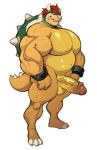  analon_(artist) anthro balls barazoku big_biceps big_pecs big_penis bowser erection hair holding_penis horn huge_muscles humanoid_penis koopa looking_at_viewer male mario_bros musclegut muscular muscular_male navel nintendo pecs penis red_hair scalie short_tail simple_background slightly_chubby smile solo standing vein veiny_penis video_games white_background yellow_skin 