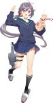  1girl akebono_(kancolle) akebono_(valentine)_(kancolle) bell drew_(drew213g) flower hair_bell hair_flower hair_ornament jingle_bell kantai_collection long_hair mamemaki open_mouth pleated_skirt purple_eyes purple_hair school_uniform serafuku setsubun side_ponytail skirt solo sweater very_long_hair 