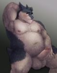  anthro balls barazoku bopsy cuddles_(character) cum digital_media_(artwork) erection eyewear fan_character fuzzy glasses humanoid_penis looking_at_viewer male mammal nintendo nipples nude penis pok&eacute;mon pok&eacute;mon_(species) slightly_chubby solo typhlosion video_games 