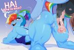 2025 after_orgasm after_sex after_vaginal animal_genitalia animal_penis anthro anthro_on_anthro anus balls big_balls big_penis blue_body blue_feathers bodily_fluids bottomless butt clothed clothing cum cum_in_pussy cum_inside cutie_mark dialogue duo english_text equid equine equine_genitalia equine_penis evehly feathered_wings feathers female friendship_is_magic genital_fluids genitals hasbro huge_balls huge_penis looking_back male male/female mammal my_little_pony mythological_creature mythological_equine mythology open_mouth open_smile pegasus penis pussy rainbow_dash_(mlp) smile sweat text wings