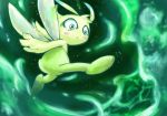  2016 abstract_background action_pose ambiguous_gender antennae blush celebi dipstick_antennae green_background green_body insect_wings kikachu legendary_pok&eacute;mon low-angle_view nintendo pok&eacute;mon pok&eacute;mon_(species) pose simple_background solo video_games wings 
