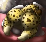  2018 benjamin_clawhauser big_butt butt cheetah disney featureless_crotch feline male mammal nude pillow raised_tail sleeping slightly_chubby sound_effects tahgoomy_(artist) window zootopia zzz 