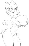  2018 anthro bedroom_eyes big_breasts breasts cartoon_network cat dbaru feline female half-closed_eyes hi_res looking_at_viewer mammal mature_female monochrome navel nicole_watterson nipples nude open_mouth pose seductive sketch solo standing the_amazing_world_of_gumball whiskers 