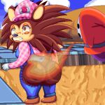 1:1 animal_crossing anthro anyplant088 butt butt_on_fire duo female female/female fire hi_res mario_bros nintendo sable_able super_mario_64
