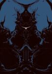  1boy armor blue_background breastplate commentary_request exdeath fake_horns final_fantasy final_fantasy_v helmet highres horned_helmet horns kannoaki knight limited_palette male_focus pauldrons shoulder_armor simple_background solo straight-on upper_body 