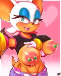  abs anthro bat big_breasts biting_lip breasts clothing female lactating looking_at_viewer mammal milk nipple_piercing nipples panties piercing randomboobguy rouge_the_bat selfie solo sonic_(series) underwear 