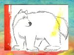  ambiguous_gender bd bear canine colorful colorful_background dipstick_tail dog feral hybrid looking_up mammal multicolored_tail overweight pen_(artwork) rainbow_background simple_background sketch solo traditional_media_(artwork) watercolor_(artwork) 