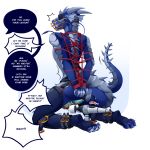 1:1 2_horns anal anal_penetration anthro aquatic_dragon athletic athletic_anthro athletic_male athletic_sub bdsm biceps biped blindfold bondage bound buttplug buttplug_in_ass buttplug_insertion cage_muzzle chastity_cage chastity_device clenched_teeth dragon english_text genitals half-erect hi_res horn kneeling kneeling_on_ground male marine metal_muzzle mythological_creature mythological_scalie mythology object_in_ass offscreen_dominant offscreen_male penetration penile penis plug_(sex_toy) plug_insertion restraints rope rope_bondage scalie sex_toy sex_toy_in_ass sex_toy_insertion shaking solo submissive submissive_anthro submissive_male teeth text verbal_domination vibrator vibrator_on_penis wand_vibrator wootersa