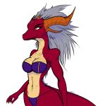  5_finger absurd_res alpha_channel big_breasts bra breasts cleavage clothed clothing colored dragon eyelashes female hair hi_res long_hair panties scalie side_view smile solo underwear unknown_artist wide_hips 