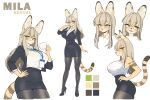 2024 5_fingers :&lt; anthro arms_bent bent_arm big_breasts biped black_bottomwear black_button_(fastener) black_clothing black_footwear black_high_heels black_legwear black_nose black_pantyhose black_pumps black_shoes black_skirt bottomwear breasts brown_eyebrows button_(fastener) character_name closed_smile clothed clothed_anthro clothed_female clothing collared_shirt color_swatch container countershade_face countershade_neck countershading cup digital_media_(artwork) english_description eyebrow_through_hair eyebrows eyelashes eyelashes_through_hair fangs felid feline female female_anthro fingers footwear full-length_portrait fur furgonomics green_eyes grey_hair hair hand_on_hip hand_on_own_hip headshot_portrait hi_res high_heels holding_container holding_cup holding_object holding_tea_cup id_card legwear long_hair looking_at_viewer mammal markings model_sheet mouth_closed multiple_images nails nipple_outline office_clothing office_lady open_mouth open_smile pantyhose pencil_skirt portrait pumps pupils raised_tail secretary serval shirt shoes side_view simple_background skirt sleeveless_shirt smile smiling_at_viewer solo standing straight_arm straight_legs striped_ears striped_markings striped_tail stripes strongbana tail tail_markings tan_arms tan_body tan_ears tan_face tan_fingers tan_fur tan_hands tan_neck tan_tail tea_cup teeth text thick_thighs three-quarter_portrait three-quarter_view topwear translucent translucent_hair tucked_arm tucked_shirt white_background white_button_(fastener) white_clothing white_container white_cup white_dress_shirt white_face white_neck white_pupils white_sclera white_shirt white_sleeveless_shirt white_tea_cup white_topwear