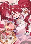  1girl absurdres dress food gloves highres humi_humi jewelry one solo twintails 