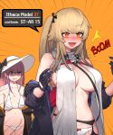  :d alternate_costume angry bangs bikini biting black_legwear black_neckwear blue_eyes blush bow bow_panties breast_envy breasts brown_hair cain_(gunnermul) character_name cleavage collarbone commentary cosplay costume_switch dress embarrassed eyebrows_visible_through_hair flat_chest garter_belt garter_straps girls_frontline gloves hair_between_eyes hair_ornament half-closed_eye hat highres ithaca_m37_(girls_frontline) ithaca_m37_(girls_frontline)_(copslay) jacket katou_emiri large_breasts lip_biting long_hair looking_at_another looking_at_breasts loose_bikini multicolored_hair multiple_girls navel necktie no_bra off_shoulder one_side_up open_clothes open_jacket open_mouth orange_background orange_eyes panties pink_hair pouch scarf seiyuu_connection shaded_face side_ponytail sidelocks simple_background smile sparkle st_ar-15_(girls_frontline) st_ar-15_(girls_frontline)_(cosplay) stomach streaked_hair sun_hat swimsuit thighhighs thighs torn_clothes torn_dress underwear very_long_hair white_bikini white_panties yellow_eyes 