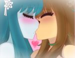  blush couple_(disambiguation) eeveelution eyes_closed female glaceon incest kissing leafeon nintendo pok&eacute;mon pok&eacute;mon_(species) razplus video_games 