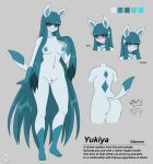  blue_eyes breasts butt eeveelution female full_body glaceon hair long_hair nintendo nipples nude pok&eacute;mon pok&eacute;mon_(species) pussy razplus solo video_games 