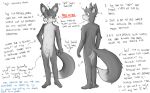  2011 anthro balls biped butt canine cheek_tuft dipstick_tail directional_arrow english_text flaccid foreskin fox front_view fur grey_fur hand_on_hip head_tuft humanoid_penis log_(artist) log_(fox) looking_at_viewer looking_away male mammal model_sheet multicolored_fur multicolored_tail multiple_angles navel nude penis rear_view red_eyes simple_background solo standing text tuft two_tone_fur uncut white_background white_fur 