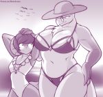  avian beach beak big_breasts bikini bird breasts caprine clothing daughter dio_leila eyewear female glasses goat helga_vanilla horn mammal marik_azemus34 mature_female monochrome mother mother_and_daughter one-piece_swimsuit owl parent seaside swimsuit thick_thighs voluptuous 