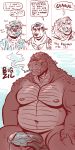 anthro balls bear canine cigarette comic cum cum_on_chest cum_on_face dialogue dramamine drooling english_text erection godzilla godzilla_(series) group humanoid_penis kaiju looking_at_viewer male mammal multiple_images musclegut muscular muscular_male open_mouth penis precum saliva text toho vein 