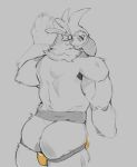  avian back_muscles bird blush breath_of_the_wild bulge butt clothing embarrassed jockstrap kass_(zelda) male monochrome muscular neck_tuft nintendo rito the_legend_of_zelda tuft underwear ursso_(artist) video_games 