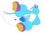 anthro anus bent_legs blush boots clothing colored_sketch cyan_yoshi digital_drawing_(artwork) digital_media_(artwork) dinosaur footwear genitals glistening glistening_body half-closed_eyes hi_res looking_at_viewer lying male mario_bros narrowed_eyes nintendo on_side penis prehistoric_species presenting presenting_penis raised_leg reptile scalie shoes side_view sketch solo spikes spread_legs spreading sugar_but_nsfw tapering_penis yoshi