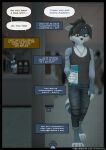 3d_(artwork) anthro armpit_hair black_hair blue_body blue_fur body_hair cash_register clothing comic container dialogue digital_media_(artwork) english_text felix_(striped_sins) fur hair hi_res jewelry lagomorph leporid male mammal milk milk_carton milk_container necklace procyonid rabbit raccoon scanner scott_(striped_sins) shirt store store_clerk striped_sins tank_top teal_body teal_fur teal_hair text topwear url willitfit yellow_eyes
