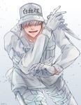  bad_id bad_twitter_id bou_(maimoca501) gloves grin hair_over_eyes hat hataraku_saibou knife male_focus neutrophil short_hair smile solo u-2626 uniform white_blood_cell_(hataraku_saibou) white_hair 