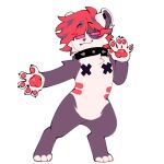  a_hat_in_time anthro chibi collar dancing eyes_closed giant_panda hair male mammal meme pawpads paws punk punkypanda reaction_image red_hair red_pawpads rysoka smug smug_face smug_grin solo studded_collar ursid 