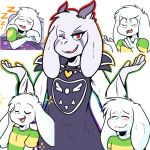  2017 asriel_dreemurr blush boss_monster crackers eyes_closed open_mouth simple_background sleeping sweat undertale video_games white_background 