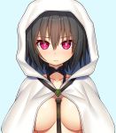  asamura_hiori black_hair breasts collarbone commentary_request fate/grand_order fate_(series) highres hood large_breasts looking_at_viewer ortlinde_(fate/grand_order) red_eyes short_hair solo valkyrie_(fate/grand_order) 