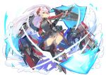  ao_(1234painter) azur_lane black_panties cannon commentary_request energy_shield full_body garter_straps gloves grey_hair highres iron_cross long_hair long_sleeves orange_eyes panties parted_lips prinz_eugen_(azur_lane) rigging solo thighhighs turret two_side_up underwear white_background 